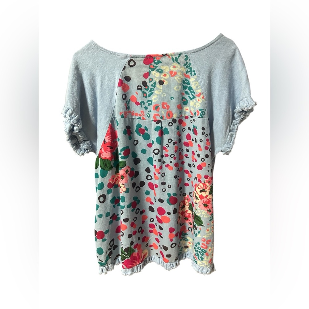 Umgee Light Blue Short Sleeve Top - Picture 2 of 3